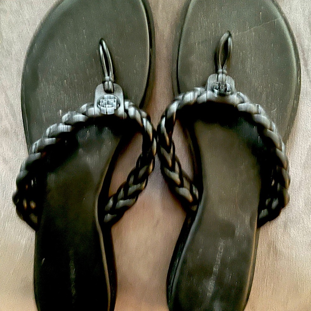 Tory Burch black leather sandals. Worn once.